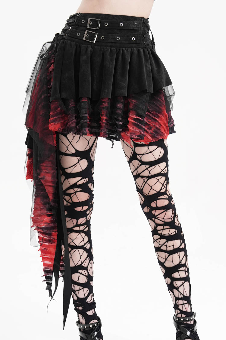 Lolita Skirt - Black/red Stitching Irregular, 2 Colors, Women's Style, Gothic Style - additional product view 3