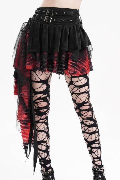 Lolita Skirt - Black/red Stitching Irregular, 2 Colors, Women's Style, Gothic Style - additional product view 3