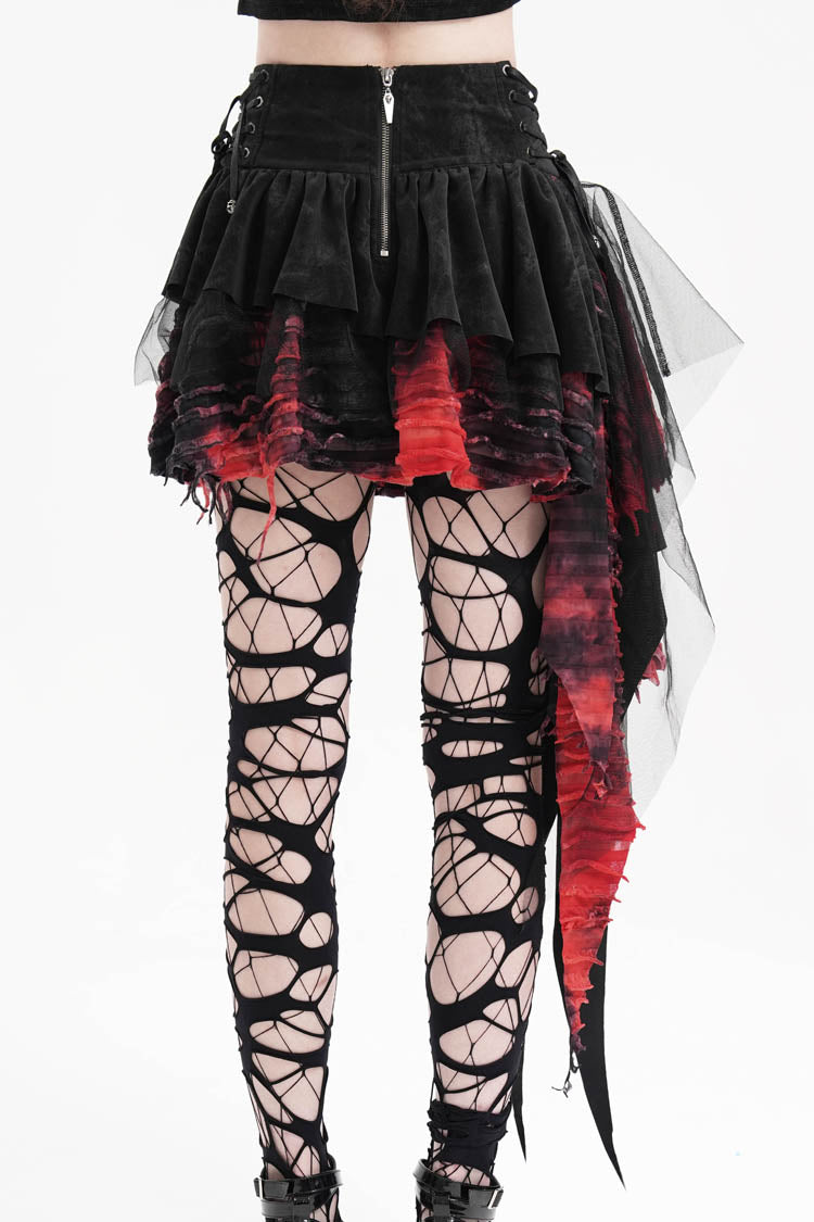 Lolita Skirt - Black/red Stitching Irregular, 2 Colors, Women's Style, Gothic Style - additional product view 4
