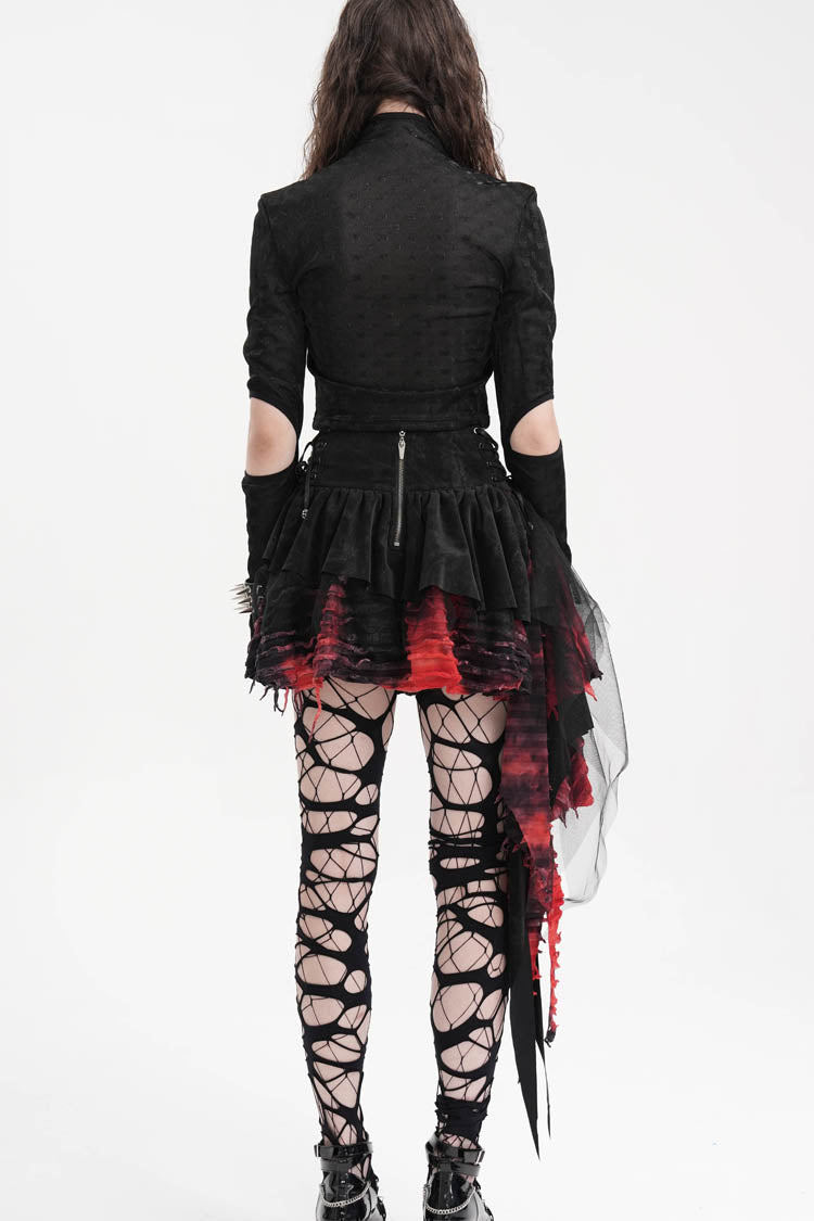 Lolita Skirt - Black/red Stitching Irregular, 2 Colors, Women's Style, Gothic Style - additional product view 5