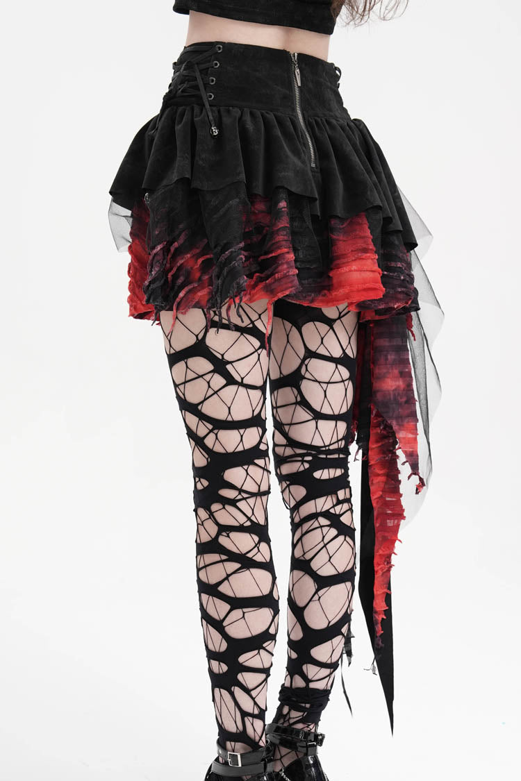 Lolita Skirt - Black/red Stitching Irregular, 2 Colors, Women's Style, Gothic Style - additional product view 10