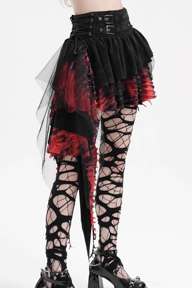 Lolita Skirt - Black/red Stitching Irregular, 2 Colors, Women's Style, Gothic Style - additional product view 11