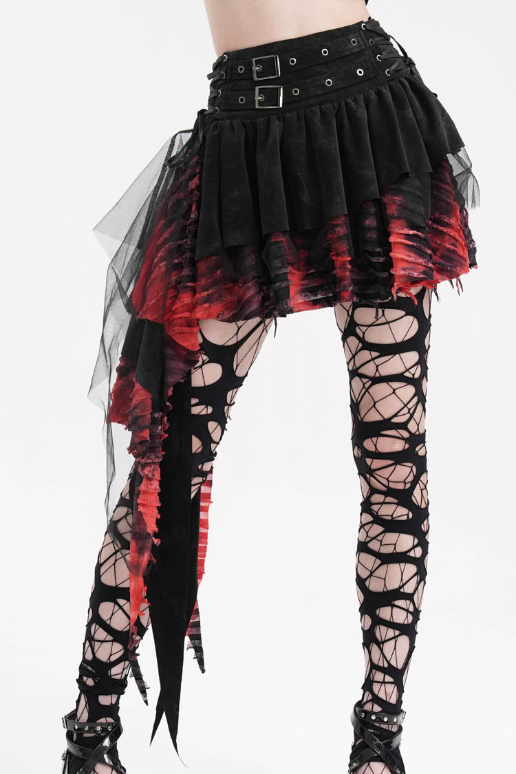 Lolita Skirt - Black/red Stitching Irregular, 2 Colors, Women's Style, Gothic Style - main product image