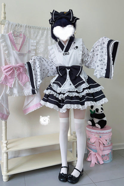 Lolita Skirt - Black/white Double-layered, 2 Colors, Sweet Style, Bow Detail, Ruffled - additional product view 4