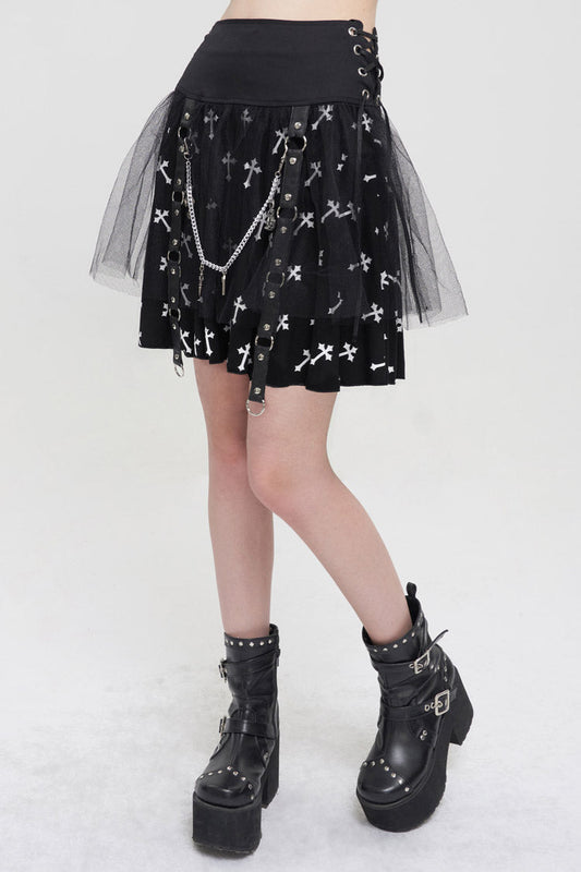 Lolita Skirt - Black/white Knitted Fabric, 2 Colors, Detachable Detail, Women's Style - additional product view 2