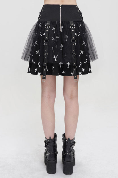 Lolita Skirt - Black/white Knitted Fabric, 2 Colors, Detachable Detail, Women's Style - additional product view 3