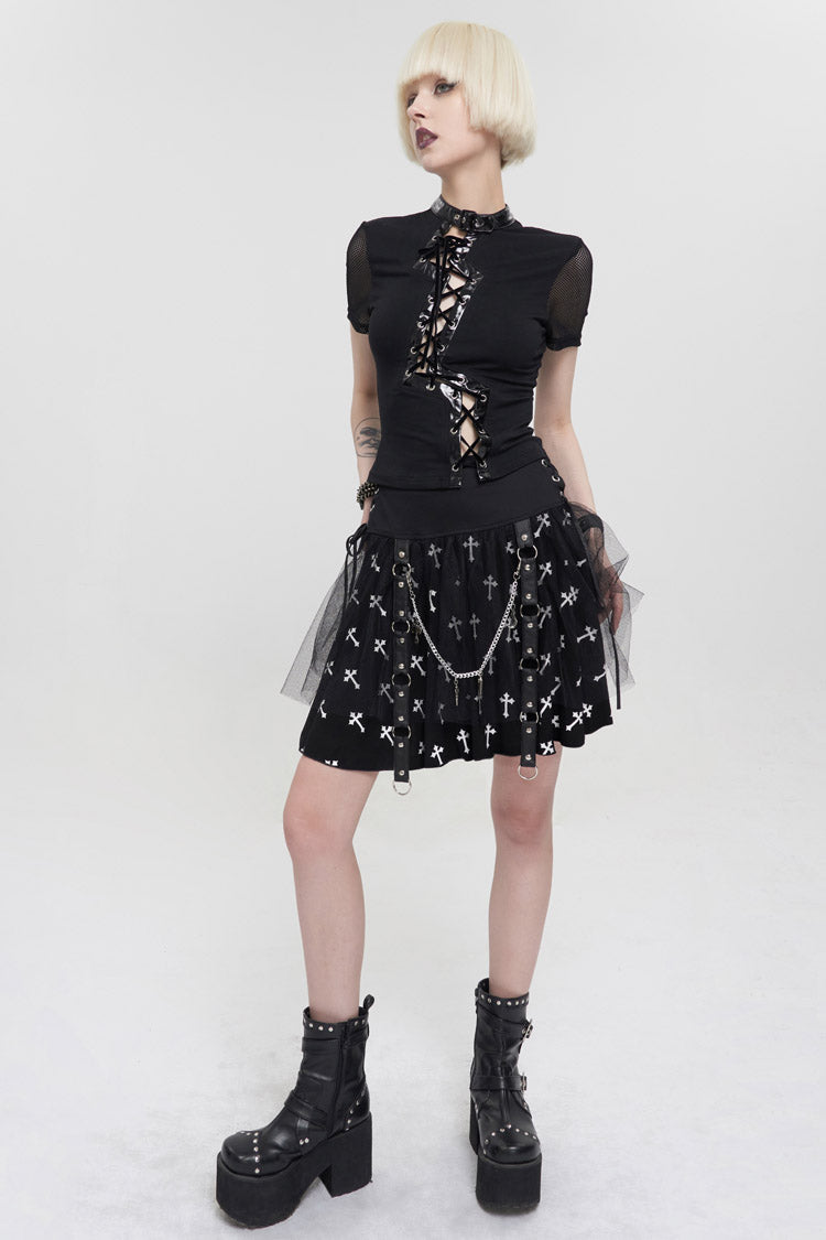 Lolita Skirt - Black/white Knitted Fabric, 2 Colors, Detachable Detail, Women's Style - additional product view 4