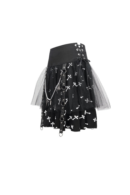 Lolita Skirt - Black/white Knitted Fabric, 2 Colors, Detachable Detail, Women's Style - additional product view 6