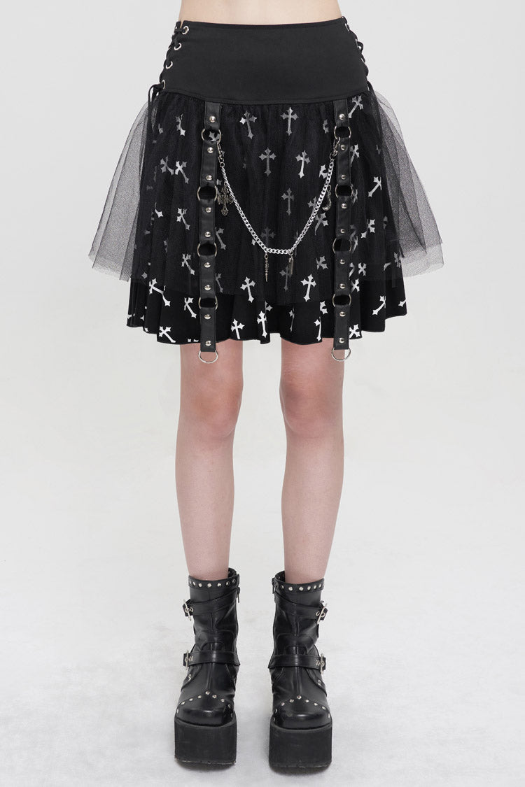 Lolita Skirt - Black/white Knitted Fabric, 2 Colors, Detachable Detail, Women's Style - main product image