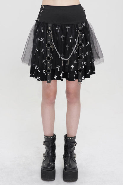 Lolita Skirt - Black/white Knitted Fabric, 2 Colors, Detachable Detail, Women's Style - main product image