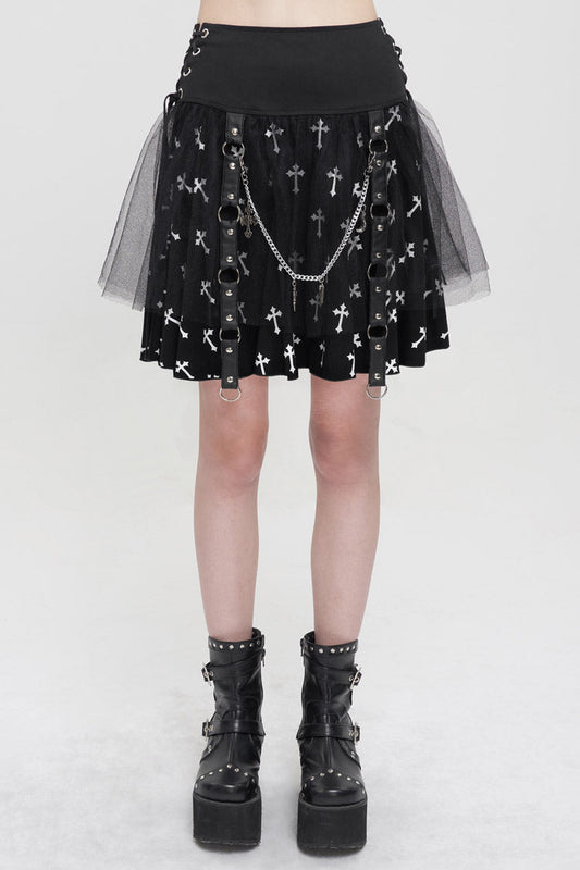 Lolita Skirt - Black/white Knitted Fabric, 2 Colors, Detachable Detail, Women's Style - main product image
