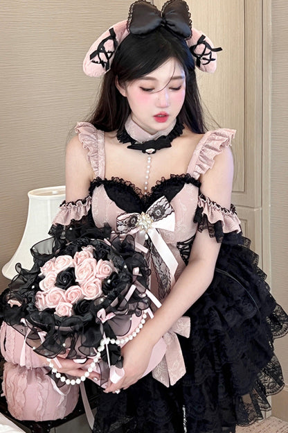 Lolita Skirt - Blackberry Lover, 2 Colors, Sweet Style, Lace Trim, Layered - main product image