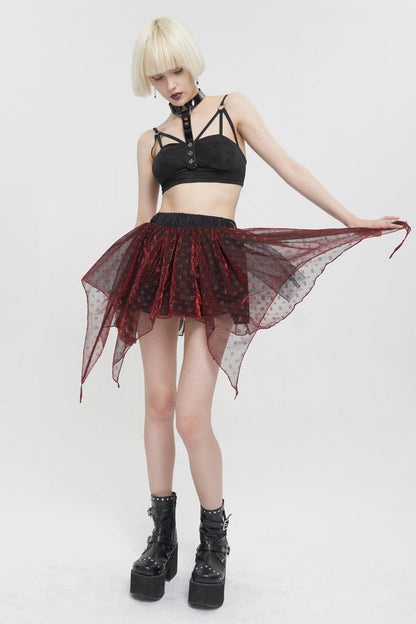 Lolita Skirt - Bright Mesh Metal Buckle, Red, Buckle Detail, Women's Style, Punk Style - additional product view 6