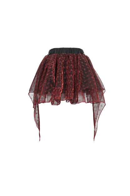 Lolita Skirt - Bright Mesh Metal Buckle, Red, Buckle Detail, Women's Style, Punk Style - additional product view 7