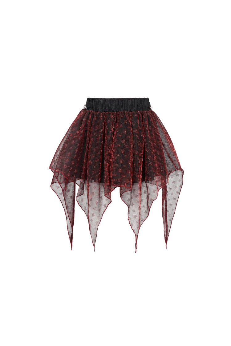 Lolita Skirt - Bright Mesh Metal Buckle, Red, Buckle Detail, Women's Style, Punk Style - additional product view 9