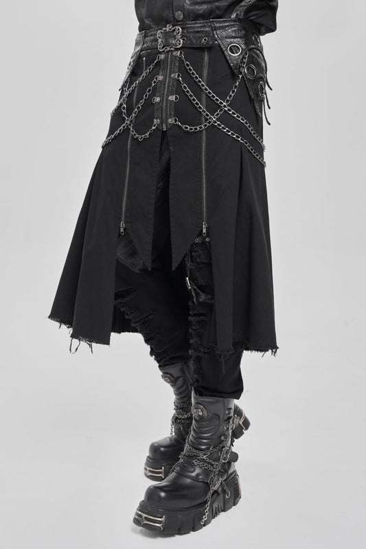 Lolita Skirt - Buckle Chain Eyelet, Black, Buckle Detail, Men's Style, Punk Style - additional product view 2