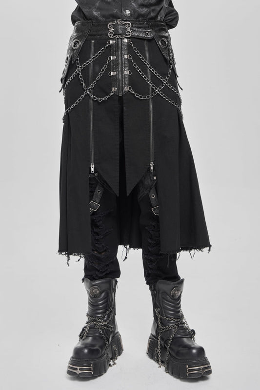 Lolita Skirt - Buckle Chain Eyelet, Black, Buckle Detail, Men's Style, Punk Style - main product image