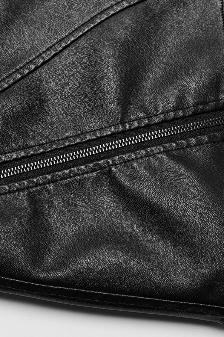 Lolita Skirt - Buckle Faux Leather Side Zipper, 2 Colors, Zipper Detail, Buckle Detail - additional product view 6