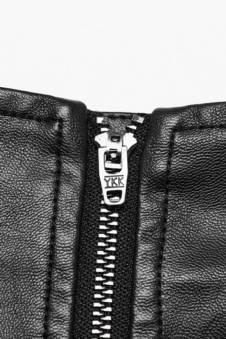Lolita Skirt - Buckle Faux Leather Side Zipper, 2 Colors, Zipper Detail, Buckle Detail - additional product view 7