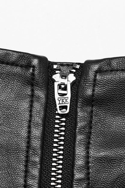 Lolita Skirt - Buckle Faux Leather Side Zipper, 2 Colors, Zipper Detail, Buckle Detail - additional product view 7