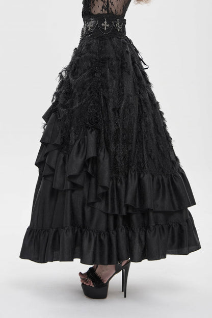 Lolita Skirt - Cross Rose Beaded Gorgeous, Black, Long Length, Women's Style, Cross Detail - additional product view 9