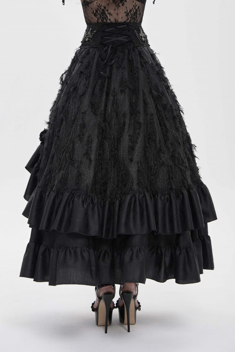Lolita Skirt - Cross Rose Beaded Gorgeous, Black, Long Length, Women's Style, Cross Detail - additional product view 10