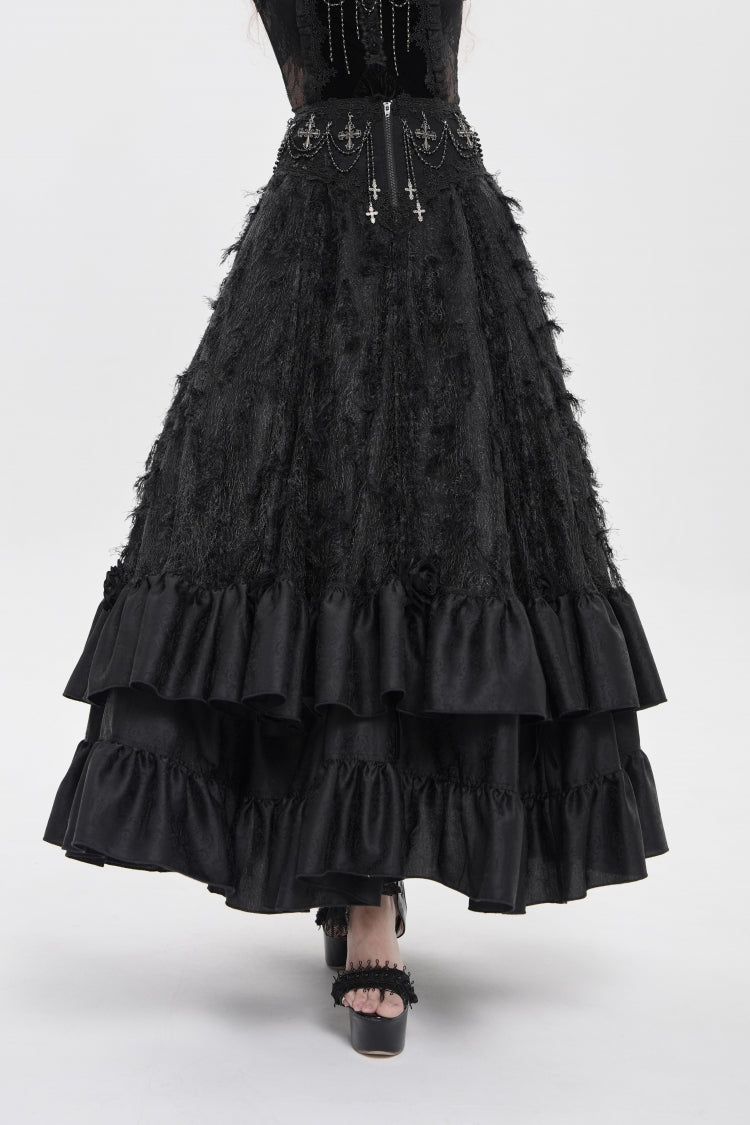Lolita Skirt - Cross Rose Beaded Gorgeous, Black, Long Length, Women's Style, Cross Detail - additional product view 11