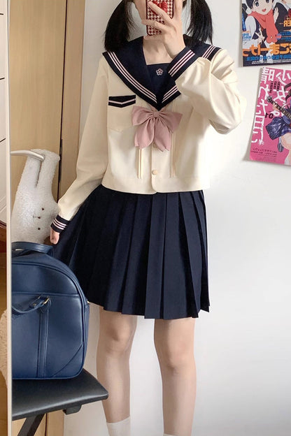 Lolita Skirt - Dark Blue/ivory Sailor Collar, 2 Colors, Long Sleeves, Sweet Style - additional product view 4