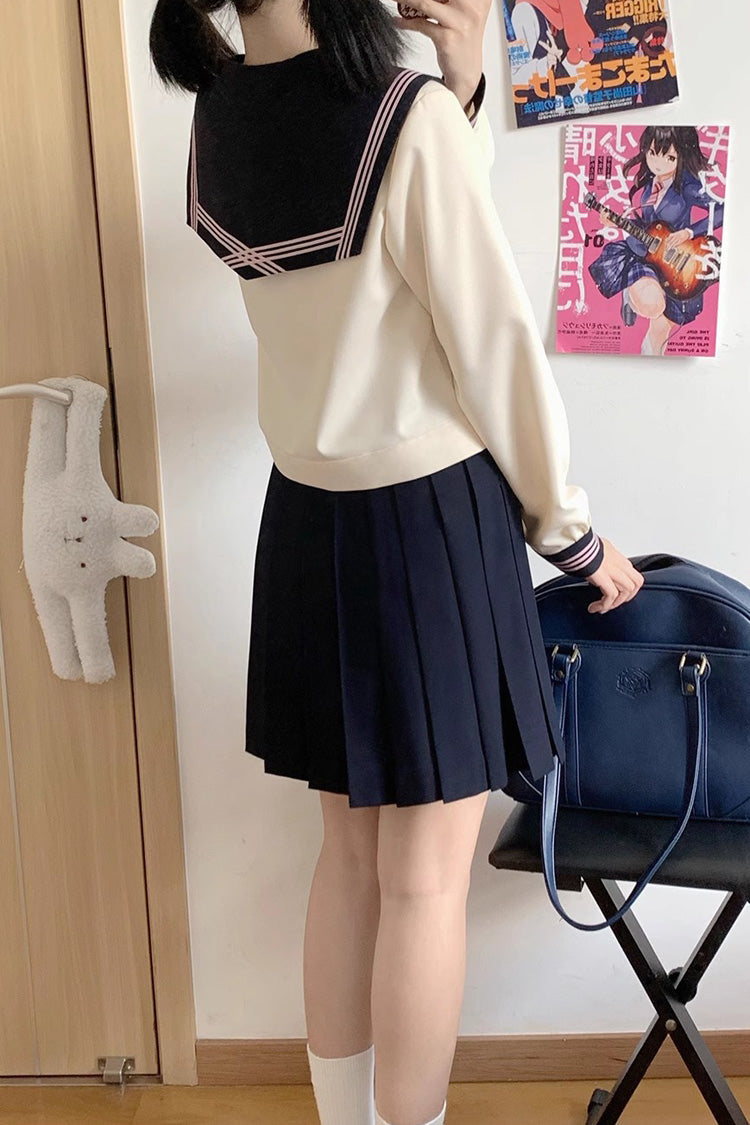 Lolita Skirt - Dark Blue/ivory Sailor Collar, 2 Colors, Long Sleeves, Sweet Style - additional product view 6