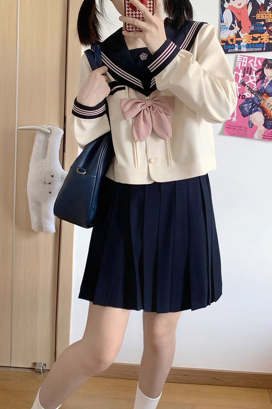 Lolita Skirt - Dark Blue/ivory Sailor Collar, 2 Colors, Long Sleeves, Sweet Style - main product image