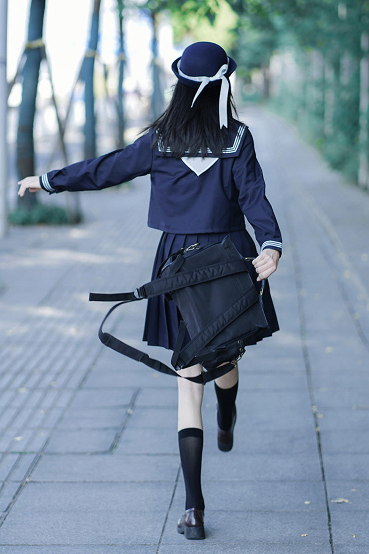 Lolita Skirt - Dark Blue Navy Collar, Blue, Long Sleeves, Sweet Style - additional product view 6