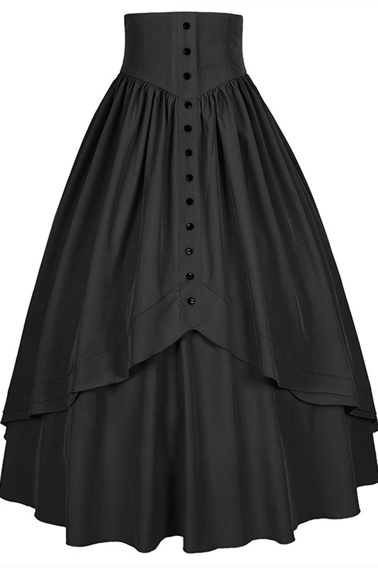 Lolita Skirt - Elegant Ruffle Victorian Colors, 8 Colors, Gothic Style, Victorian Style - S Black / M Black / L Black option