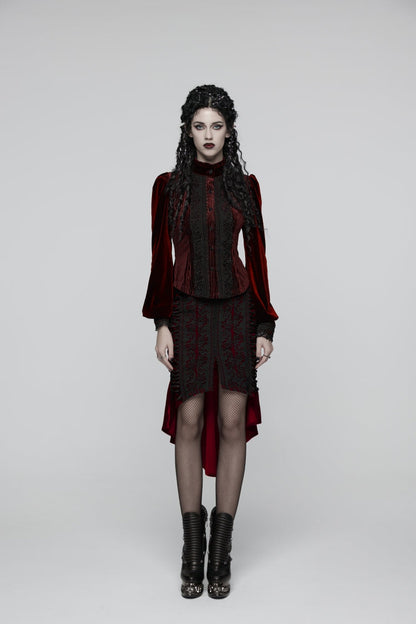 Lolita Skirt - Embroidered Floral Embroidered, Red, Fishtail Silhouette, Women's Style - additional product view 3