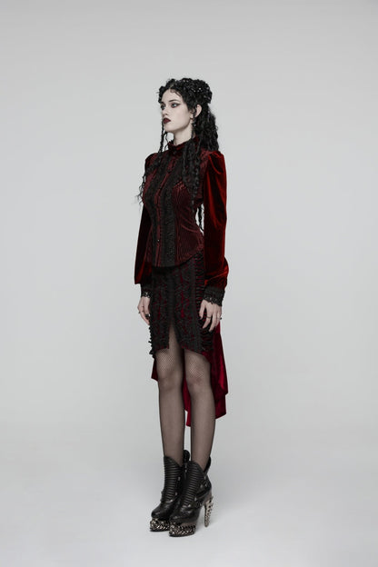 Lolita Skirt - Embroidered Floral Embroidered, Red, Fishtail Silhouette, Women's Style - additional product view 4