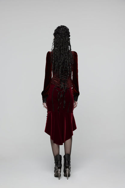 Lolita Skirt - Embroidered Floral Embroidered, Red, Fishtail Silhouette, Women's Style - additional product view 5