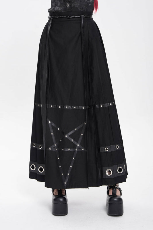 Lolita Skirt - Eyelets Rivets Pentacle, Black, Women's Style, Punk Style - additional product view 2