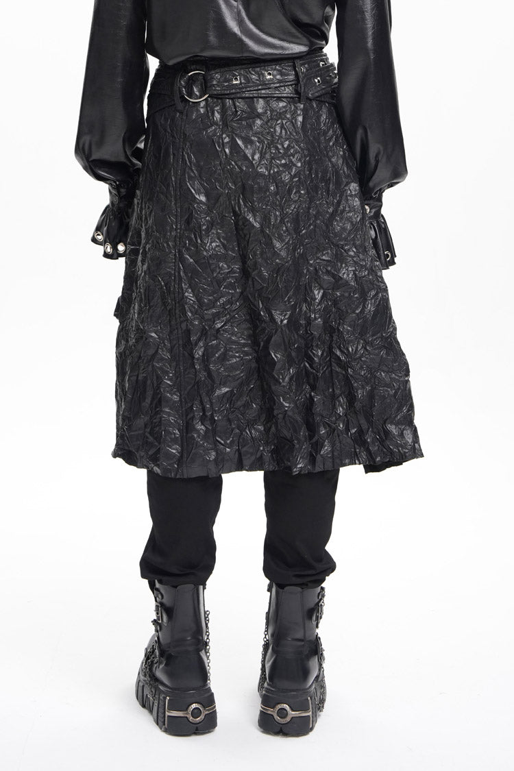 Lolita Skirt - Faux Leather Buckle Ring Eyelets, Black, Buckle Detail, Men's Style - additional product view 3