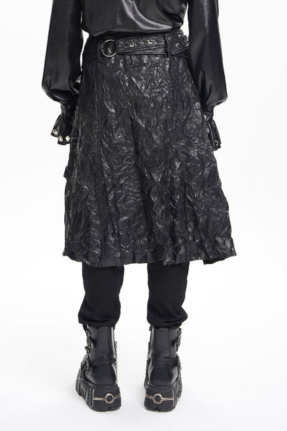 Lolita Skirt - Faux Leather Buckle Ring Eyelets, Black, Buckle Detail, Men's Style - additional product view 3
