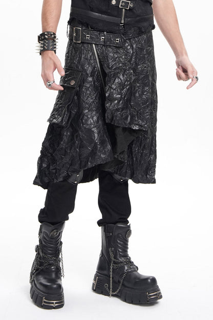 Lolita Skirt - Faux Leather Buckle Ring Eyelets, Black, Buckle Detail, Men's Style - additional product view 8