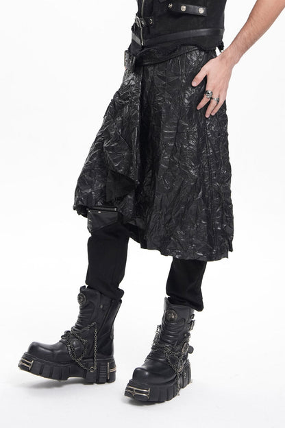 Lolita Skirt - Faux Leather Buckle Ring Eyelets, Black, Buckle Detail, Men's Style - additional product view 9