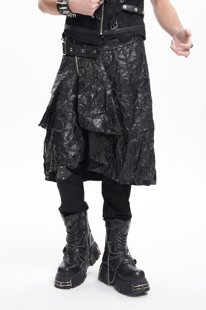 Lolita Skirt - Faux Leather Buckle Ring Eyelets, Black, Buckle Detail, Men's Style - additional product view 10