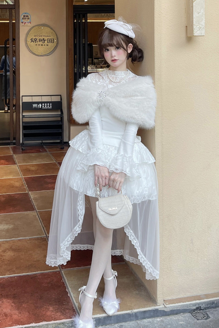 Lolita Skirt - First Snow, White, Lace Trim, Long Sleeves, Sweet Style - additional product view 2