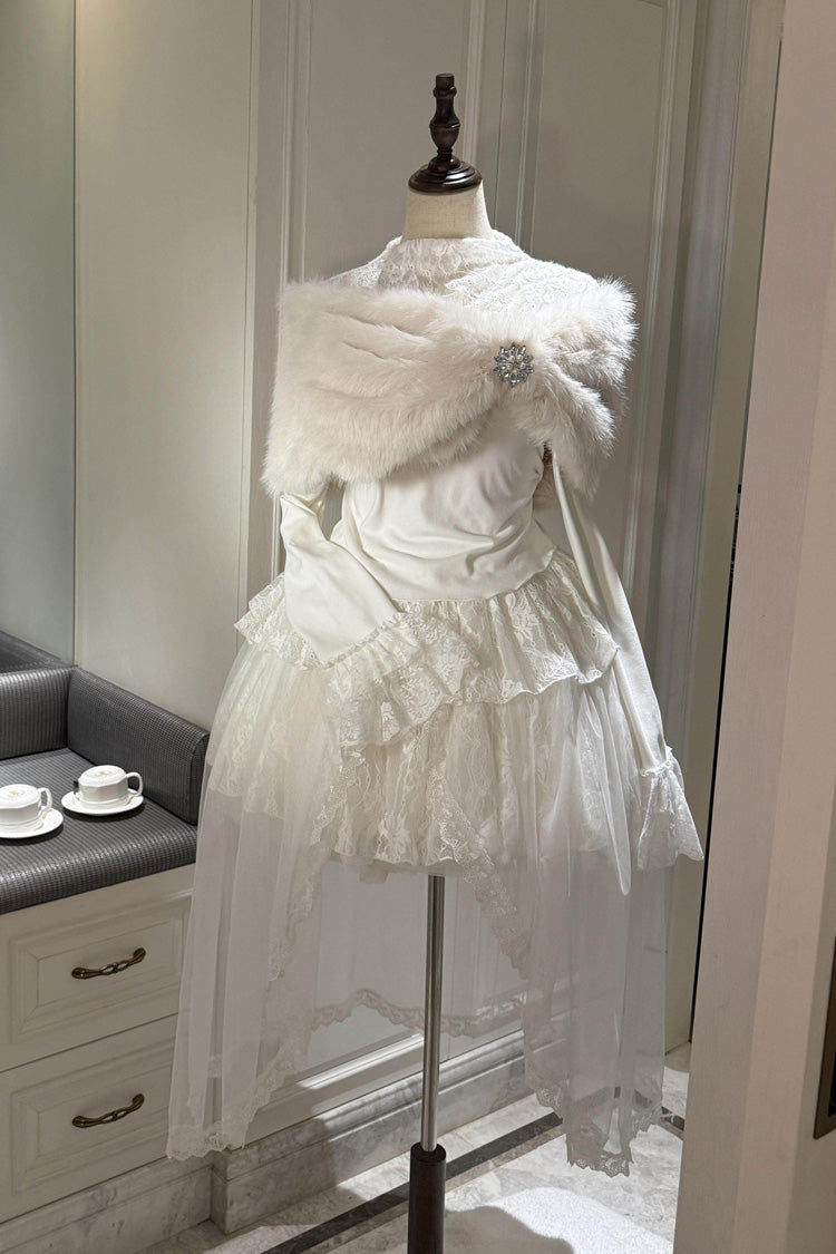 Lolita Skirt - First Snow, White, Lace Trim, Long Sleeves, Sweet Style - additional product view 3