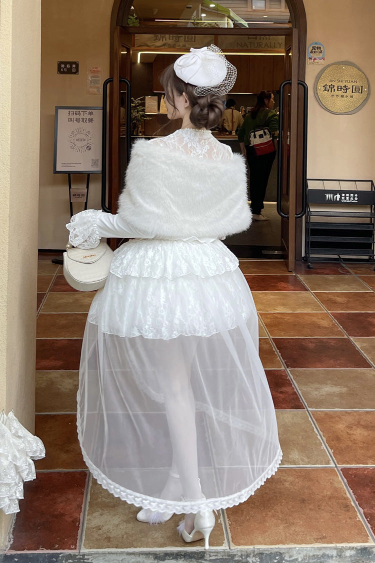 Lolita Skirt - First Snow, White, Lace Trim, Long Sleeves, Sweet Style - additional product view 4