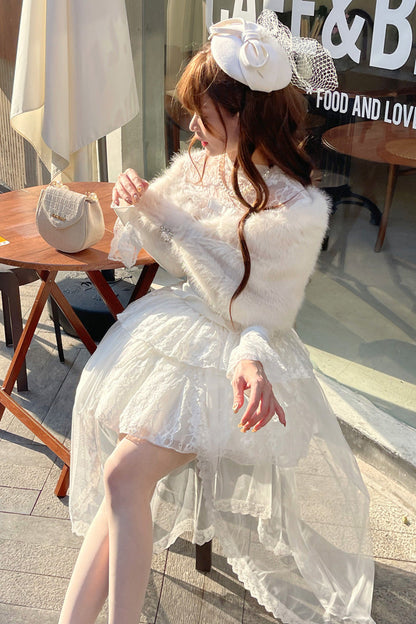Lolita Skirt - First Snow, White, Lace Trim, Long Sleeves, Sweet Style - additional product view 5