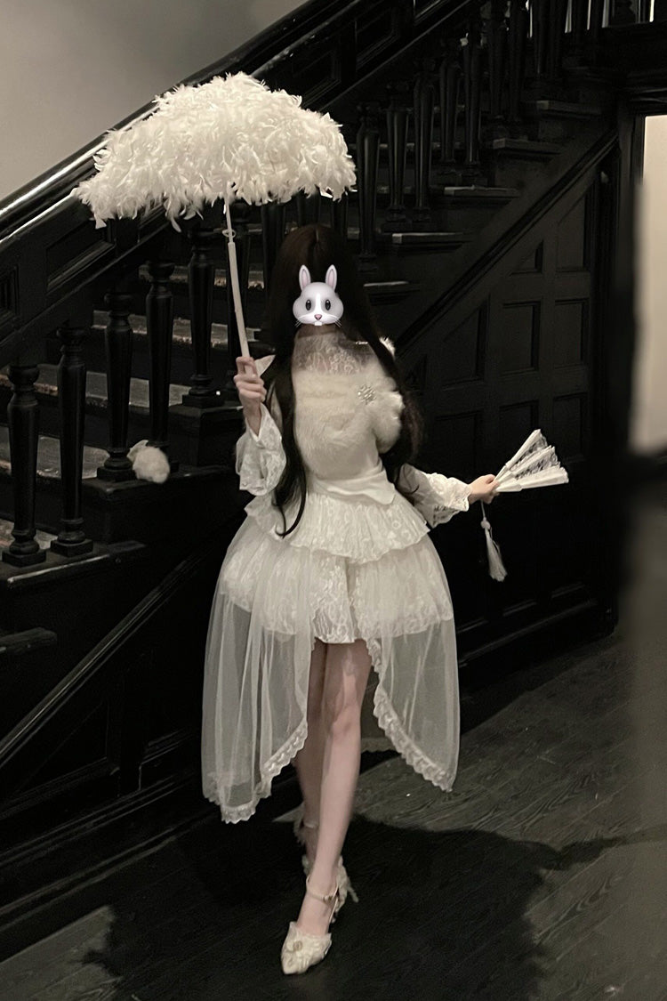 Lolita Skirt - First Snow, White, Lace Trim, Long Sleeves, Sweet Style - additional product view 7