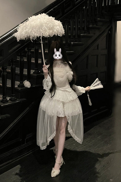 Lolita Skirt - First Snow, White, Lace Trim, Long Sleeves, Sweet Style - additional product view 7