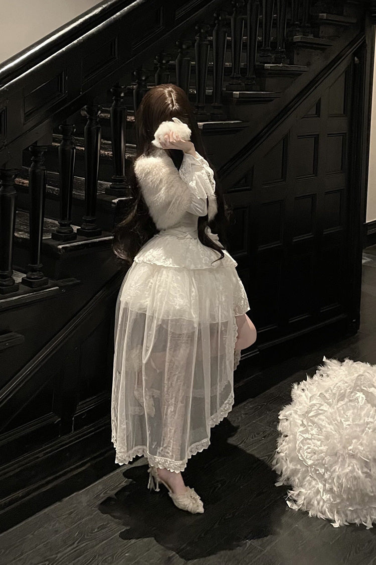 Lolita Skirt - First Snow, White, Lace Trim, Long Sleeves, Sweet Style - additional product view 9
