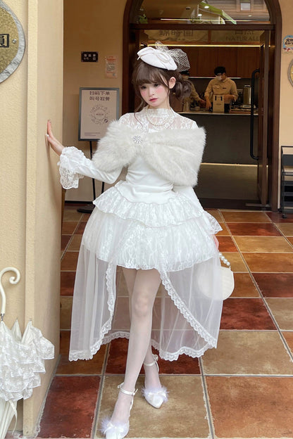 Lolita Skirt - First Snow, White, Lace Trim, Long Sleeves, Sweet Style - main product image