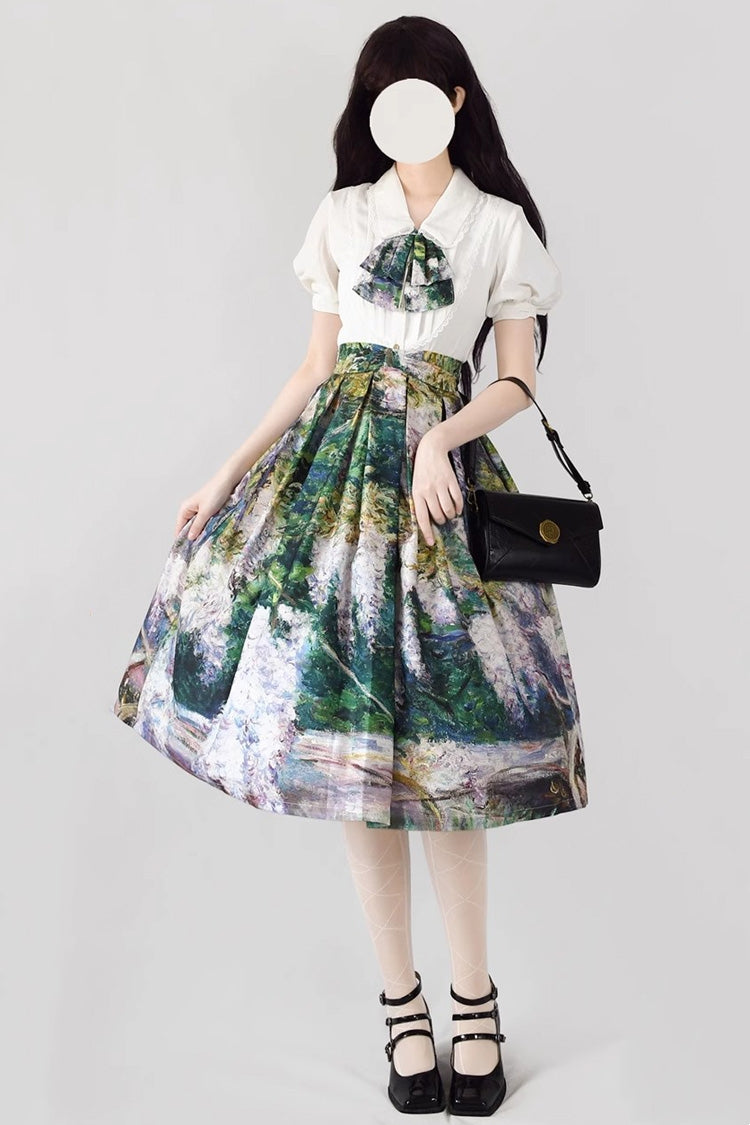 Lolita Skirt - Forest Basket, 10 Colors, Ruffled, Printed, Classic Style - S Color10 / M Color10 / L Color10 option